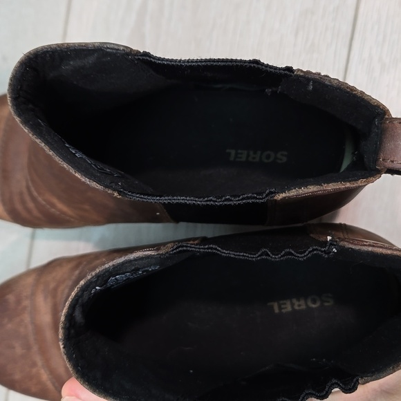 Sorel Women Leather Wedge Boots shoes sz 8 - Picture 13 of 13
